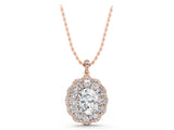 Rose gold Oval Diamond Floral Halo Pendant with Diamond Accents_17
