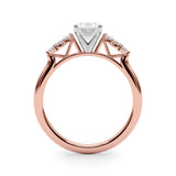 Rose gold Oval Diamond Floral Side Stone Solitaire with Marquise Accents and Four-Prong Setting 2