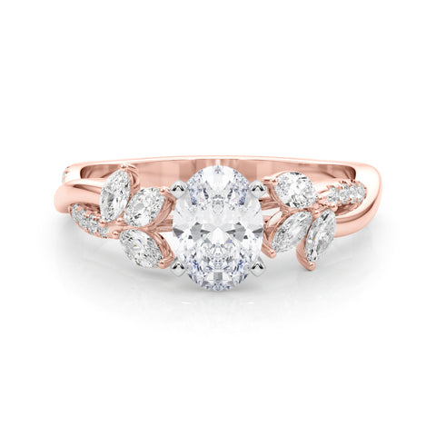 Rose gold Oval Diamond Floral Vine Solitaire Engagement Ring 1