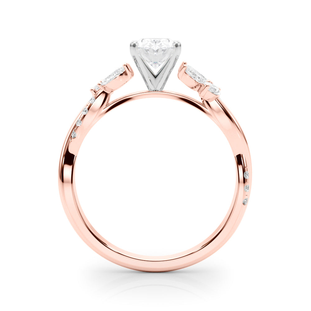 Rose gold Oval Diamond Floral Vine Solitaire Engagement Ring 2