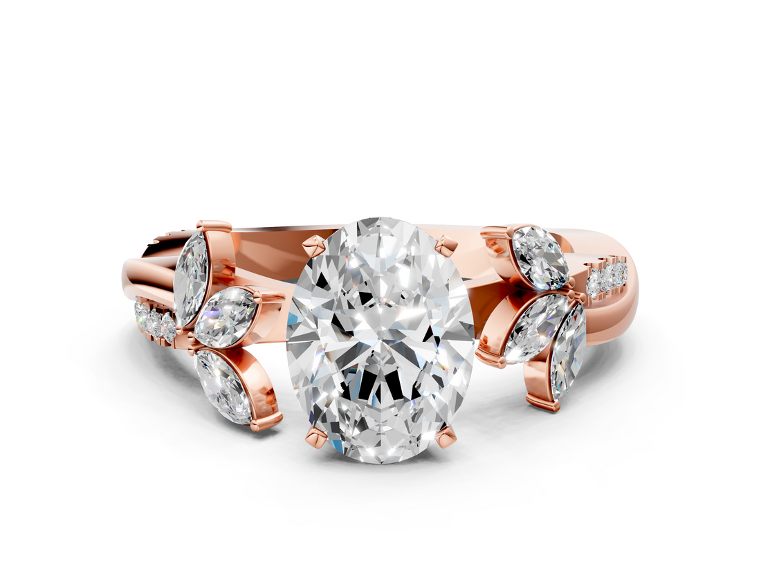 Rose gold Oval Diamond Floral Vine Solitaire Engagement Ring_25