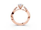 Rose gold Oval Diamond Floral Vine Solitaire Engagement Ring_28