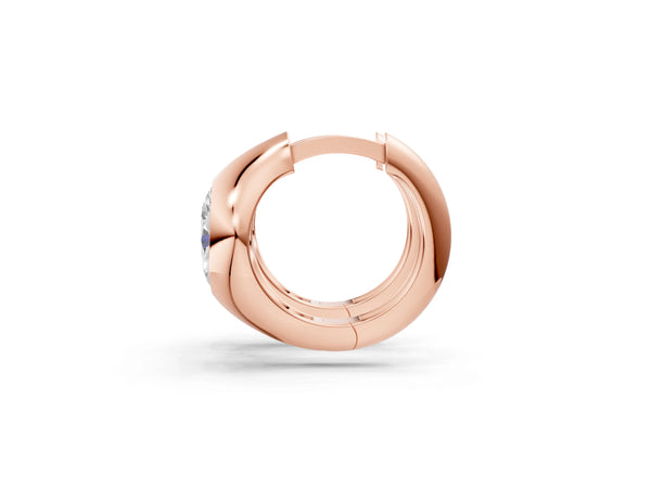 Rose gold Oval Diamond Framed Huggie Hoop Earrings