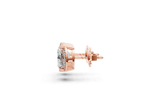 Rose gold Oval Diamond Half Halo Stud Earrings_1