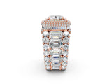 Rose gold Oval Diamond Halo Mens Ring with Baguette Side Stones_38