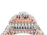 Rose gold Oval Diamond Halo Mens Ring with Baguette Side Stones_40