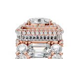 Rose gold Oval Diamond Halo Mens Ring with Baguette Side Stones_41