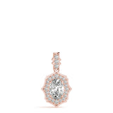 Rose gold Oval Diamond Halo Pendant with Milgrain Prong Setting 1