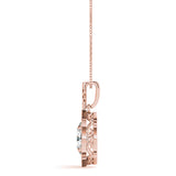Rose gold Oval Diamond Halo Pendant with Milgrain Prong Setting 2