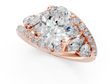Rose gold Oval Diamond Halo Ring with Marquise and Pavé Band in Prong Setting_88
