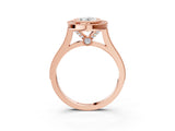 Rose gold Oval Diamond Halo Ring with Milgrain Frame and Pavé Band 3