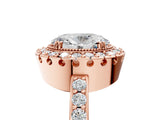 Rose gold Oval Diamond Halo Ring with Pavé Band and Prong Setting_8
