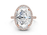 Rose gold Oval Diamond Halo Ring with Round Diamond Accents