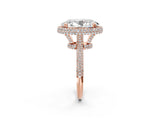 Rose gold Oval Diamond Halo Ring with Round Diamond Accents_2