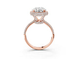 Rose gold Oval Diamond Halo Ring with Round Diamond Accents_3
