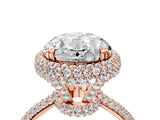 Rose gold Oval Diamond Halo Ring with Round Diamond Accents_4