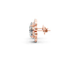 Rose gold Oval Diamond Halo Stud Earrings with Oval Diamond Accents_1