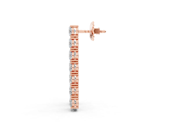 Rose gold Oval Diamond Huggie Hoop Earrings