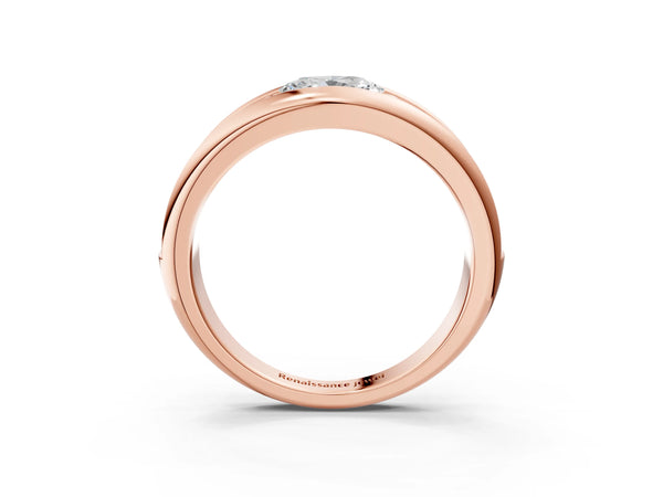 Rose gold Oval Diamond Mens Ring with Round Diamond Accents