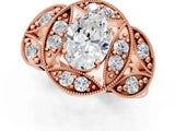 Rose gold Oval Diamond Milgrain Marquise Filigree Engagement Ring with Prong Setting_7