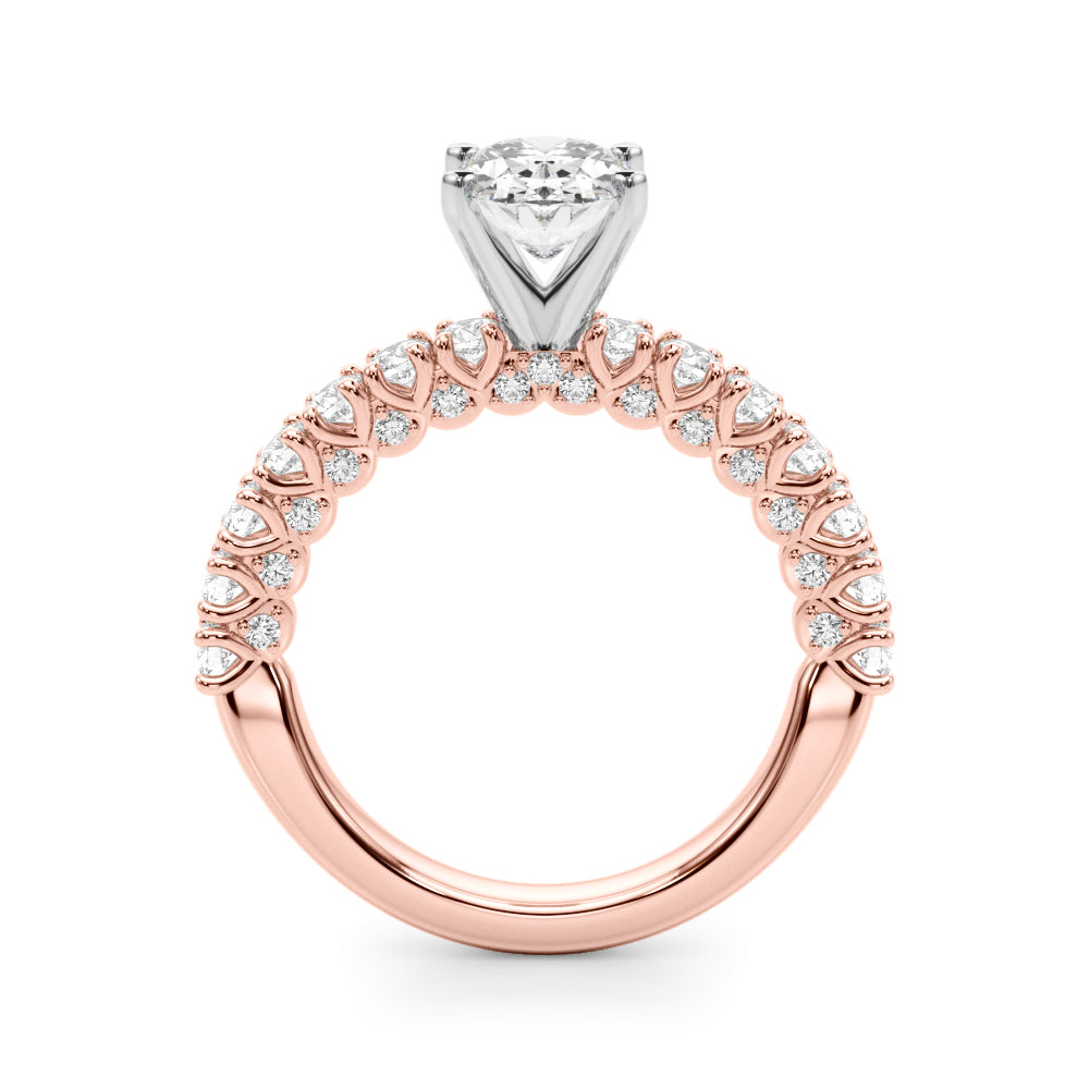 Rose gold Oval Diamond Pavé Band Solitaire Ring with Four-Prong Setting 2