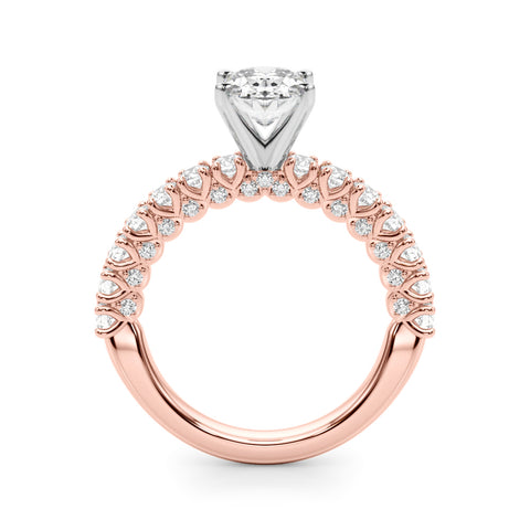 Rose gold Oval Diamond Pavé Band Solitaire Ring with Four-Prong Setting 2
