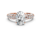 Rose gold Oval Diamond Pavé Band Solitaire Ring with Four-Prong Setting_50
