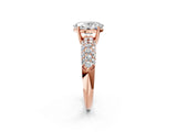 Rose gold Oval Diamond Pavé Band Solitaire Ring with Four-Prong Setting_52