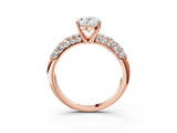 Rose gold Oval Diamond Pavé Band Solitaire Ring with Four-Prong Setting_53