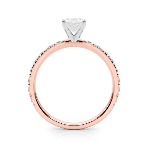 Rose gold Oval Diamond Pavé Band Solitaire with Four-Prong Setting 2