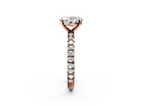 Rose gold Oval Diamond Pavé Band Solitaire with Four-Prong Setting_184