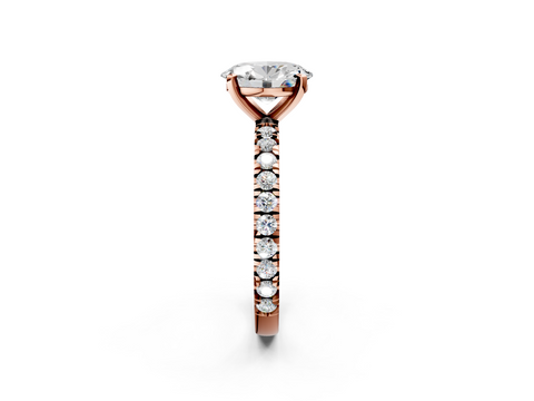 Rose gold Oval Diamond Pavé Band Solitaire with Four-Prong Setting_184