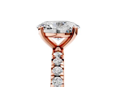 Rose gold Oval Diamond Pavé Band Solitaire with Four-Prong Setting_187