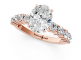 Rose gold Oval Diamond Pavé Band Solitaire with Four-Prong Setting_26