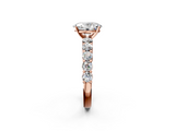 Rose gold Oval Diamond Pavé Band Solitaire with Four-Prong Setting_27