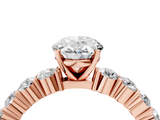 Rose gold Oval Diamond Pavé Band Solitaire with Four-Prong Setting_29