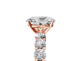 Rose gold Oval Diamond Pavé Band Solitaire with Four-Prong Setting_30