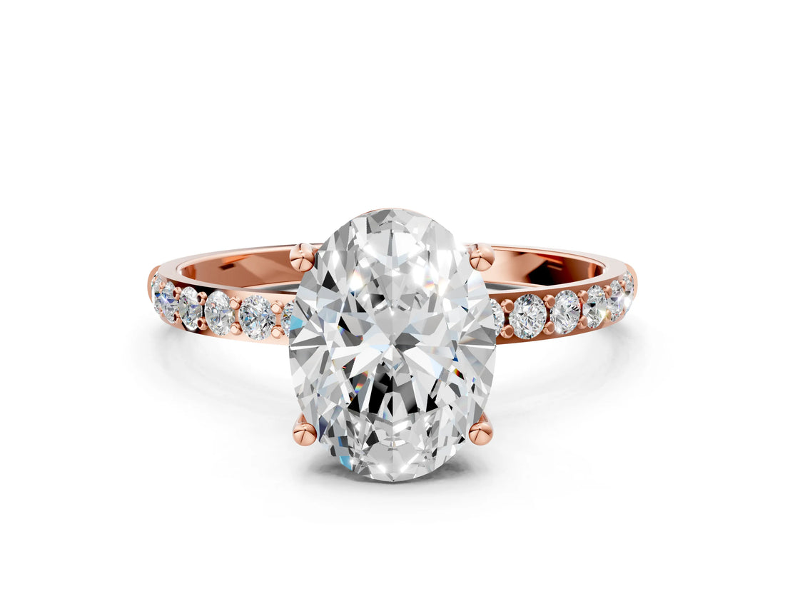 Rose gold Oval Diamond Pavé Band with Six-Prong Setting_15