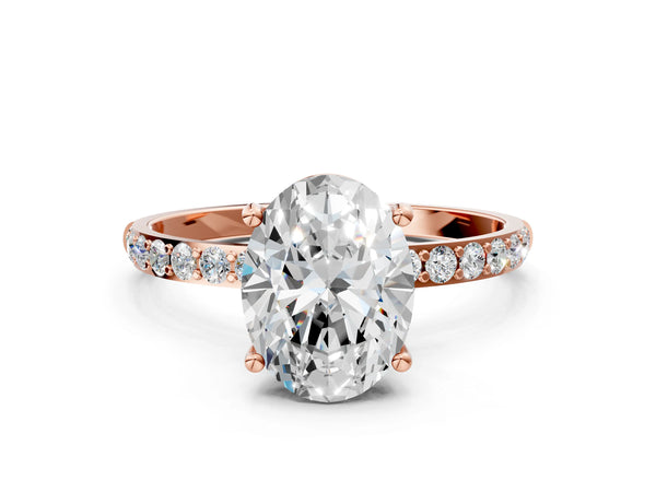 Rose gold Oval Diamond Pavé Band with Six-Prong Setting