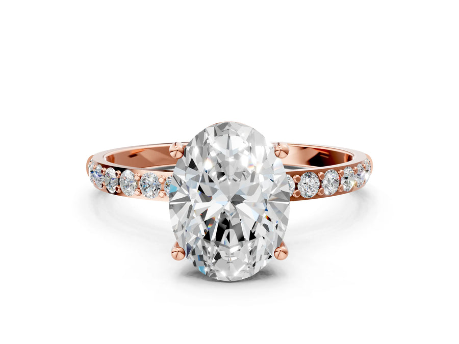 Rose gold Oval Diamond Pavé Band with Six-Prong Setting