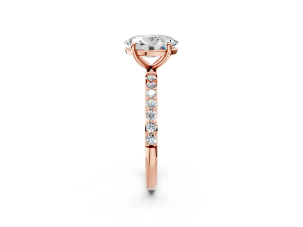 Rose gold Oval Diamond Pavé Band with Six-Prong Setting