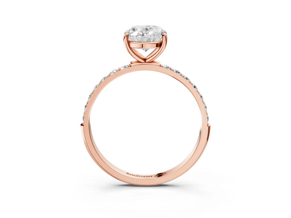 Rose gold Oval Diamond Pavé Band with Six-Prong Setting