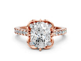 Rose gold Oval Diamond Pave Band with Floral Prong Setting_27