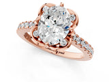 Rose gold Oval Diamond Pave Band with Floral Prong Setting_28