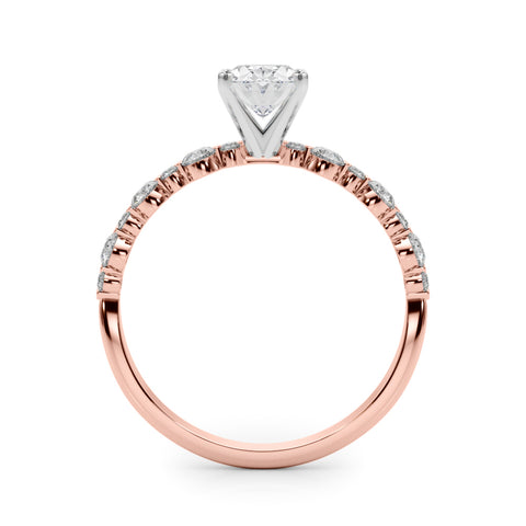 Rose gold Oval Diamond Prong Set Engagement Ring with Pave Band 2