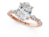 Rose gold Oval Diamond Prong Set Engagement Ring with Pave Band_204
