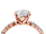 Rose gold Oval Diamond Prong Set Engagement Ring with Pave Band_207