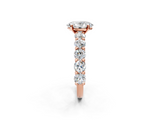 Rose gold Oval Diamond Prong Setting with Side Stones on a Pave Band_125