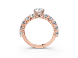 Rose gold Oval Diamond Prong Setting with Side Stones on a Pave Band_127