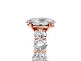 Rose gold Oval Diamond Prong Setting with Side Stones on a Pave Band_129
